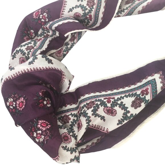 Purple Floral Scarf Vintage Accessory - Picture 1 of 4